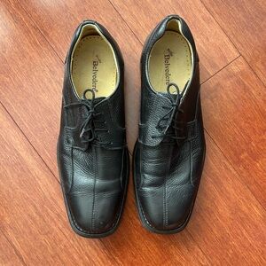Black Leather Oxford Shoes with Square Toe